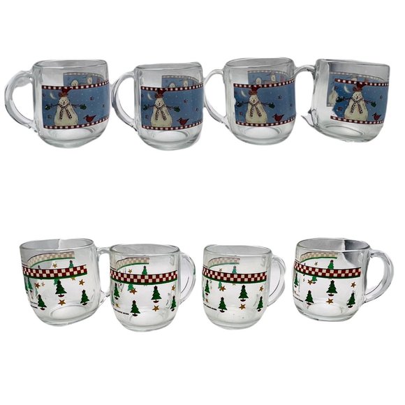 Vintage 1997 Christmas Mugs by Debbie Mum Glass Mug Set of 4 - Picture 13 of 13